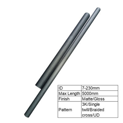 Carbon Fiber Tube in Large Size Tapered Tube 80mm 100mm with 100% Carbon Content