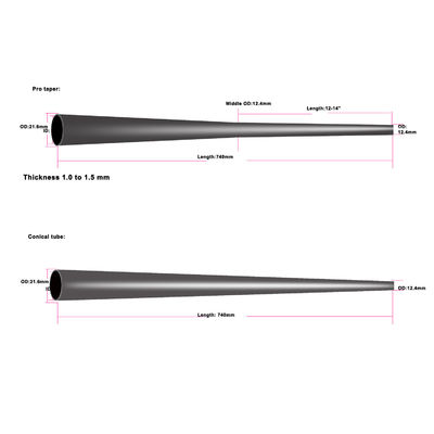 Plain UD Carbon Fiber Pro Taper Snooker Cue Golf Shaft Tube for Low Deflection Cues